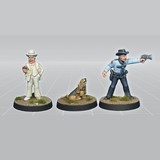 Small Town Crooks by Crooked Dice a pack of three white metal miniatures for your tabletop games.
