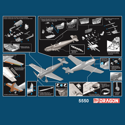 Dragon Messerschmitt Bf 109E-4 WWII German Fighter Plane | 1:48 Scale Model Kit