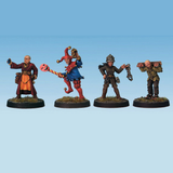 Townsfolk 2 by Crooked Dice.&nbsp; A set of four metal figures representing characterful towns people, one being a jester performing, a female jailor and a male prisoner in hand stocks and an alchemist holding a medicine bottle making great editions to your RPGs, tabletop gaming, town scenery and more.&nbsp; &nbsp;