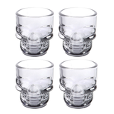 A set of four glass shot glasses featuring skull faces adding a spooky edge to your Halloween party, social gathering or as a great New Home gift for a friend.