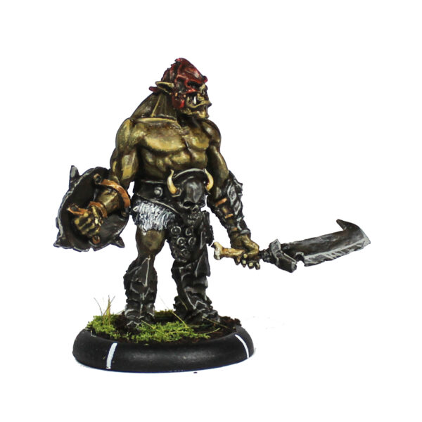 Stallu Redcap number 1 by Oakbound Studio. A multi part lead pewter miniature of a redcap warrior holding a shield and sword