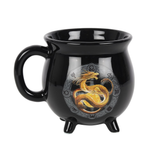 Litha Colour Changing Cauldron Mug By Anne Stokes. This black cauldron mug features Litha the symbol of the Summer Solstice 
