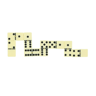 Dominoes. a long green box with ...