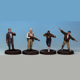 Soldiers of Fortune by Crooked Dice.&nbsp; A set of four metal miniatures of characterful heroes who will fight for those that have a problem and no one else can help. Fantastic for your cult TV tabletop game or RPG.
