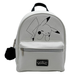Pokémon Pikachu White Backpack. A fantastic white backpack with a black back featuring Pikachu with silver zips, adjustable straps and a fluffy pompom on the zip this practical bag is great for any Pokemon fan.