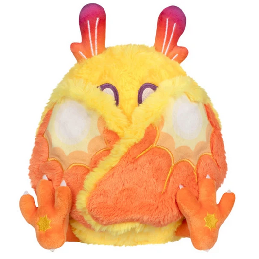 A fluffy yellow and orange plush...