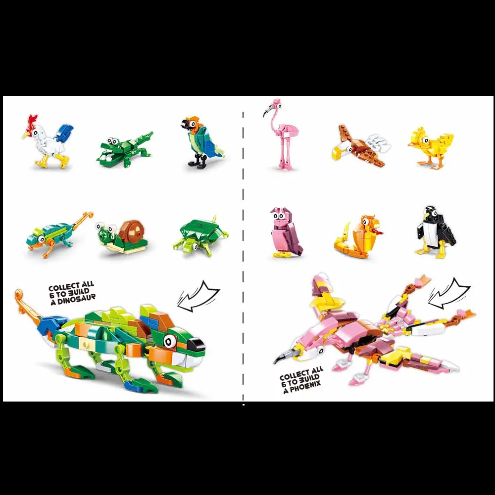 Sluban Qbricks Ovipara Mystery Egg Building Brick Kit -1 Random Collectible Animal