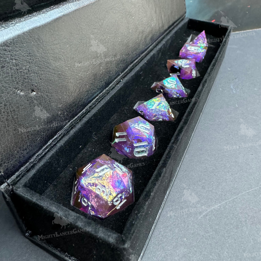 Purple Iridescent Inclusion RPG Dice Set
