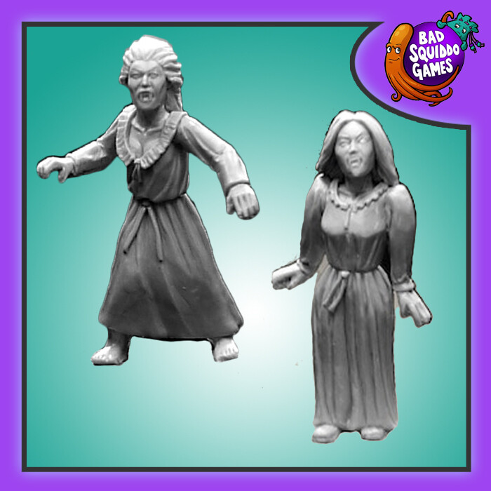 Bad Squiddo Games Freshly Bitten. A pack of two metal miniatures of female vampires