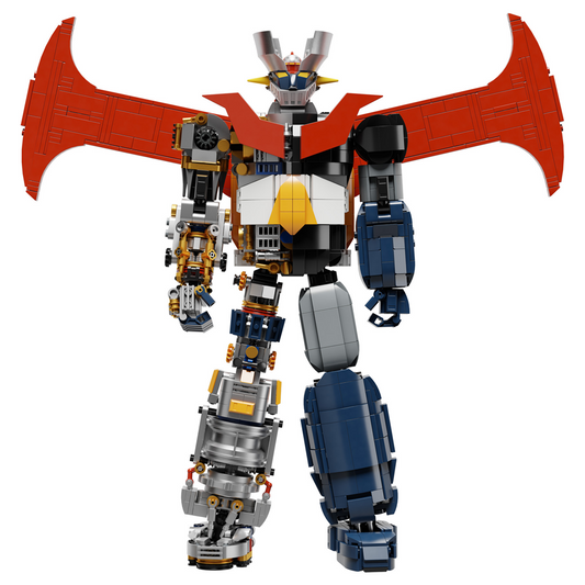 Toy robot figure with red and bl...