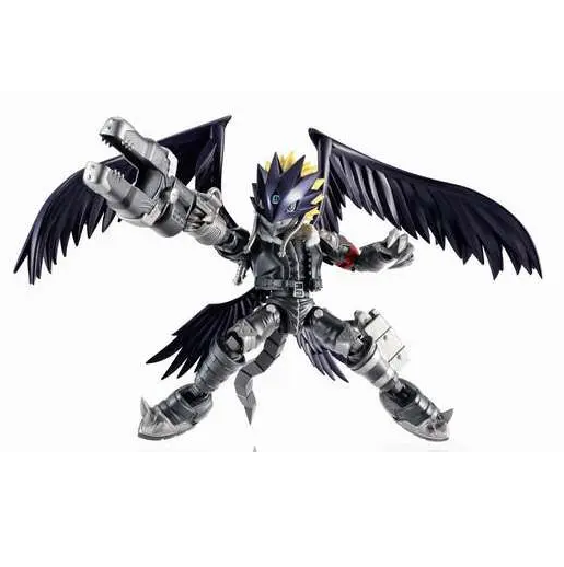 Toy figure with wings on a white...