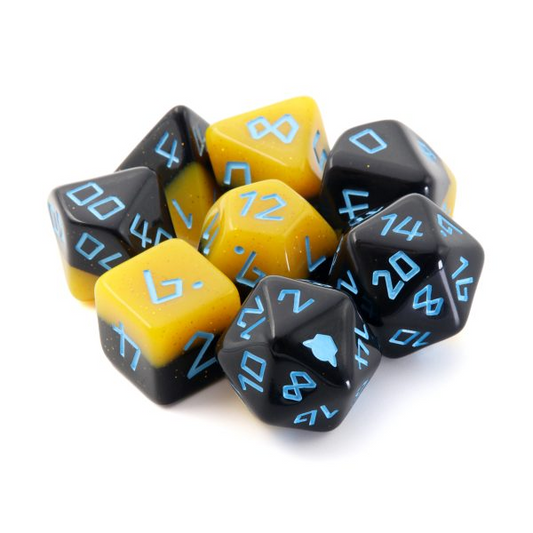 Dice set with packaging, sticker...