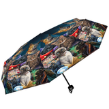 Magical Cats Umbrella from the magical mind of Lisa Parker helping you to keep dry and be stylish with its repeating picture of felines sat amongst old spell books, cards and potions waiting to cast some magic making a wonderful edition to your rainwear or as a gift for a cat loving friend.  