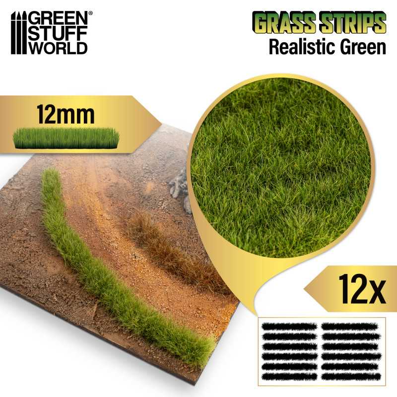 Realistic Green Grass Strips 12mm - Green Stuff World