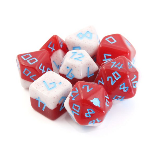 Dice set with packaging, sticker...