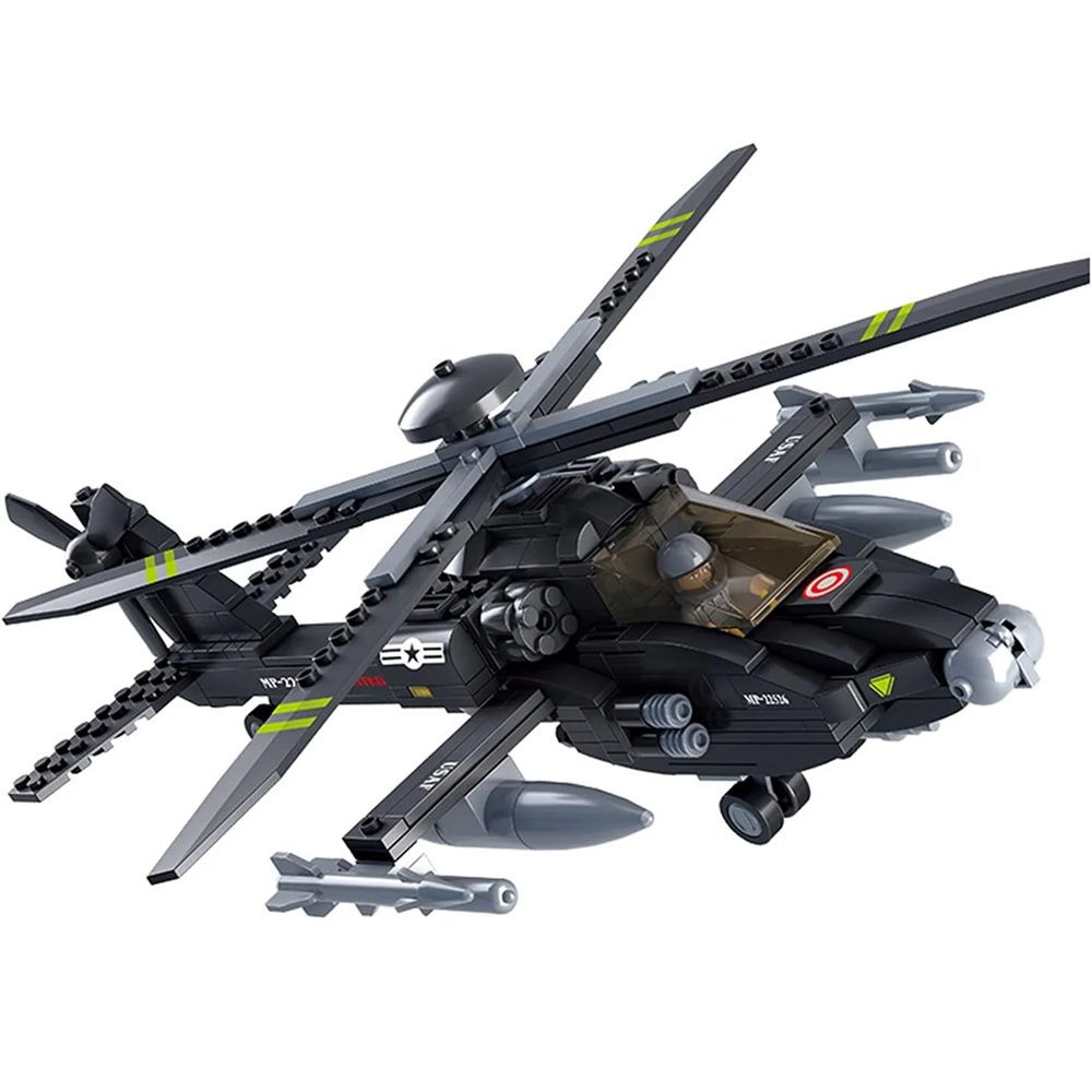 Sluban AH-64 Apache Helicopter - Army Building Brick Kit