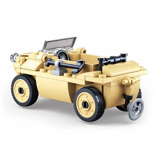 A toy military jeep built from i...