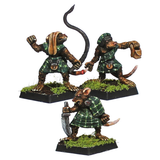 Gnawloch Merchants by Oakbound Studio. A set of three lead pewter miniatures of Gnawloch rats, one with a bag, one with a bow and one with a knife but all full of character your tabletop and RPGs.