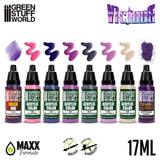 Vicious Paint Set by Green Stuff World. A set of 8 acrylic paints with an opaque and smooth matt finish, this set includes wash ink and effect paint. Made using the new Green Stuff World Maxx Formula and are provided in dropper bottles for easier flow control. 