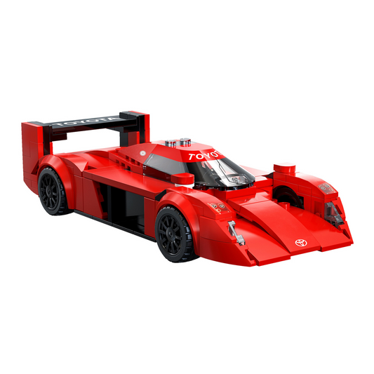 Red toy race car with Toyota bra...