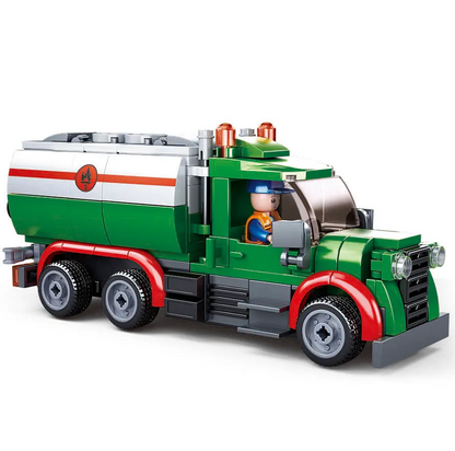 Sluban Big Rig Gas Fuel Truck & Small Gas Station - Model Brick Building Set