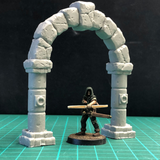 Dungeon Arch by Crooked Dice, a resin miniature representing a stone archway for your RPG, tabletop game or hobby diorama. Approximately 80mm wide x 18mm deep and 90mm high.