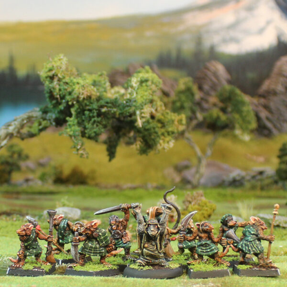 Gnawloch Clan by Oakbound Studio. A set of ten lead pewter miniatures of Gnawloch rat warriors with various weapons and full of character