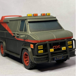 Soldiers of Fortune Van by Crooked Dice.&nbsp; A multi part resin kit that requires assembly to add to your tabletop gaming table and cult tv RPGs, approximately 100mm long excluding bumpers x 37mm wide and 40mm high excluding lights.