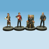 Island Priests by Crooked Dice.&nbsp; A set of four metal figures representing priests, two standing and one in an armchair with a bottle on his knee. The third standing character is a female housekeeper holding a teapot making great editions to your RPGs, tabletop gaming, town scenery and more.&nbsp; 
