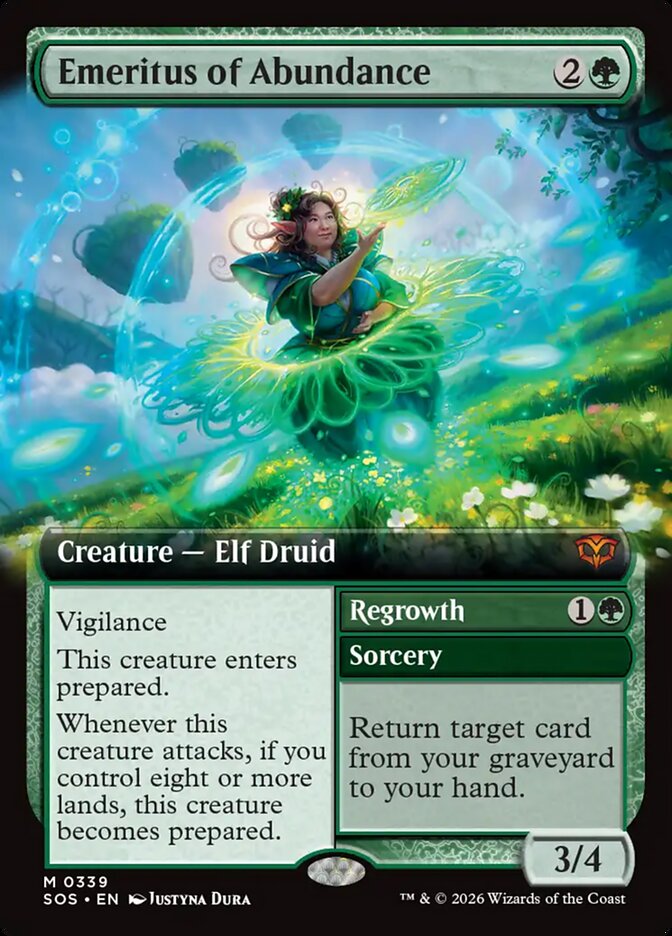 Emeritus of Abundance // Regrowth Secrets of Strixhaven Extended Art #339Card Front