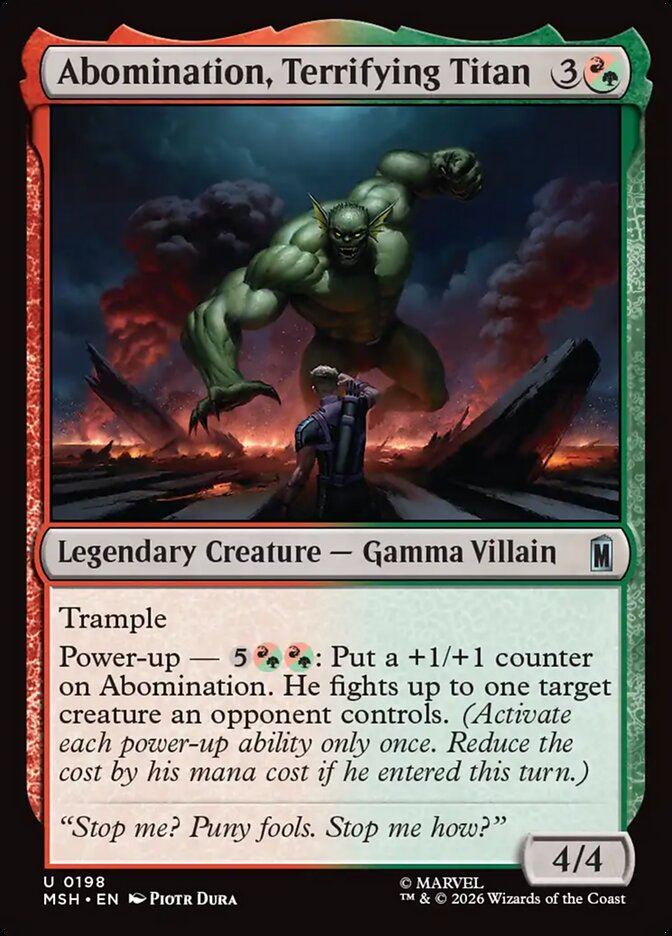 Marvel Superheroes Abomination, Terrifying Titan Card Front