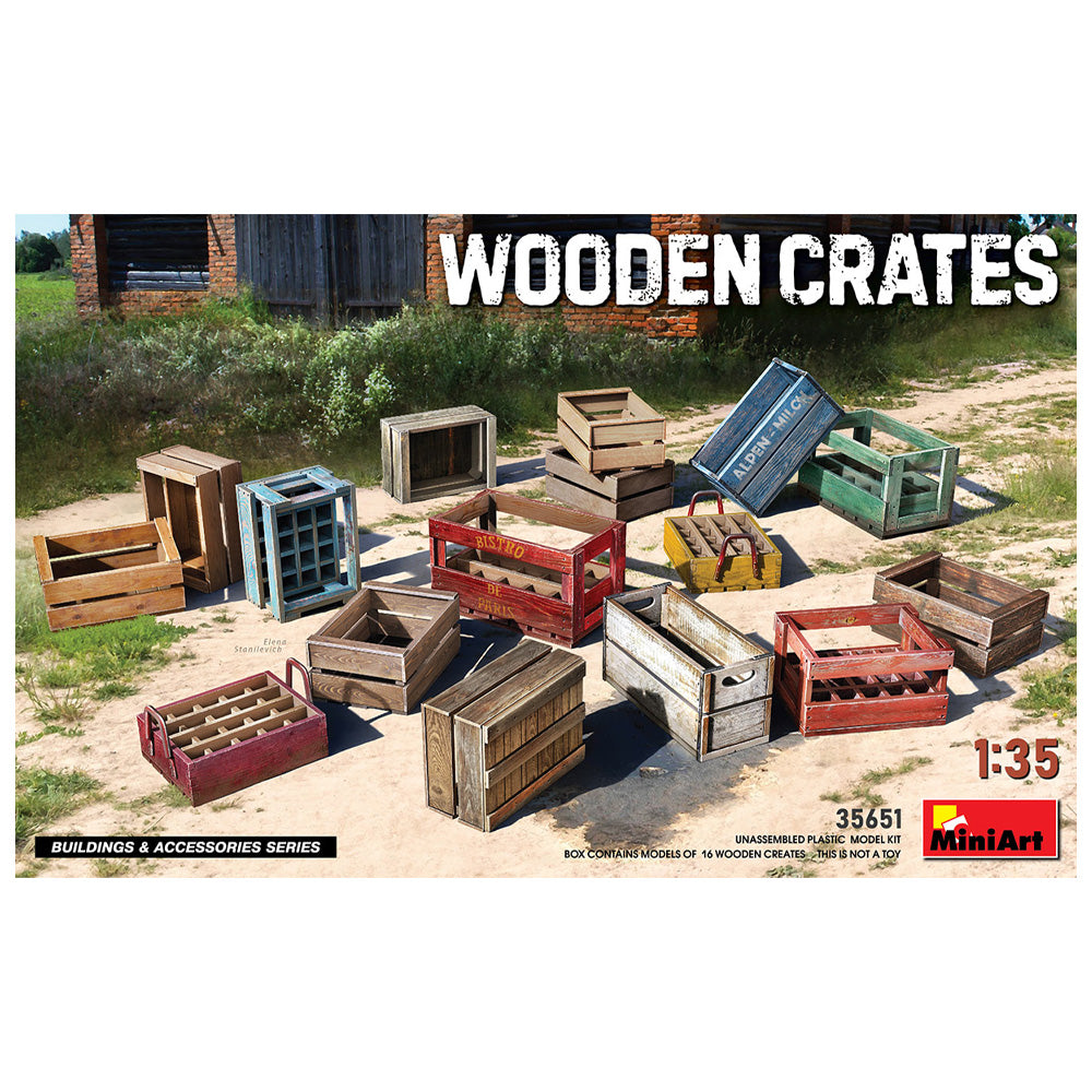 MiniArt 1:35 Scale Wooden Crates Kit – Unassembled Plastic Model Kit