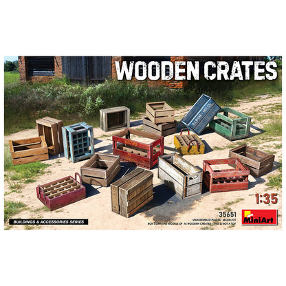 MiniArt 1:35 Scale Wooden Crates Kit – Unassembled Plastic Model Kit