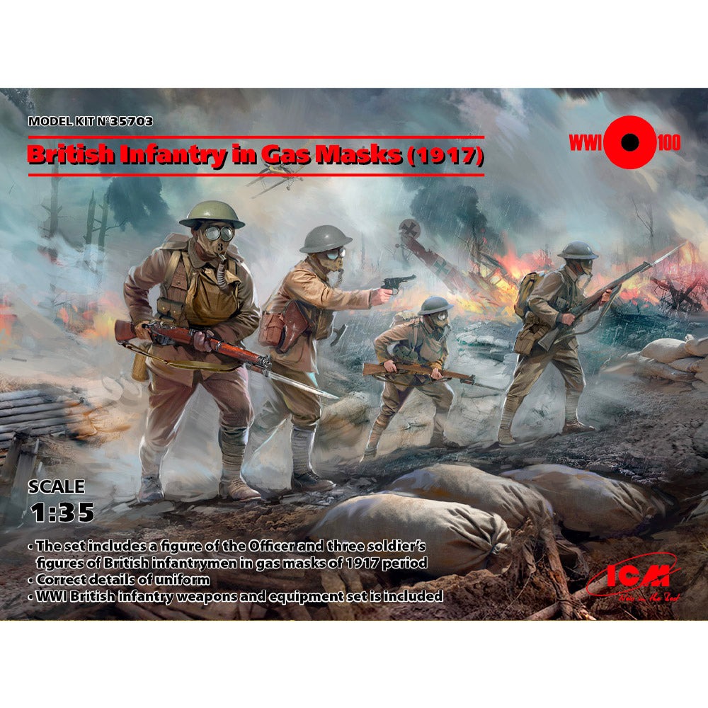 ICM British Infantry In Gas Masks Scale Model
