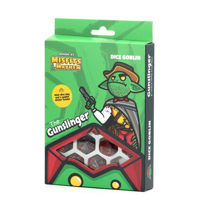 Dice Goblin The Gunslinger - RPG Dice Set with Mini Dice Bag & Sticker
