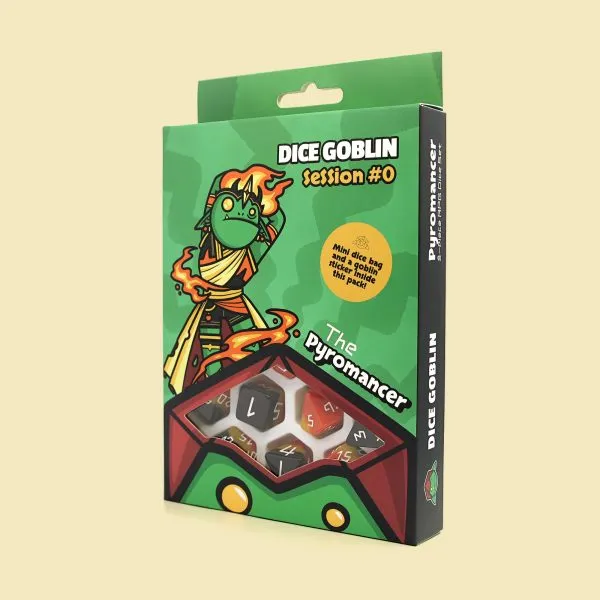 Dice Goblin The Pyromancer - RPG Dice Set with Mini Dice Bag & Sticker