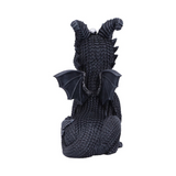 Lucifly from Nemesis Now an adorable black occult dragon figurine with scaly texture and silver crescent moon and pentagram detail making a wonderful edition to your collection or as a gift for a friend