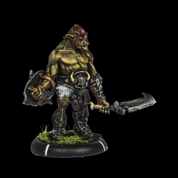 Stallu Redcap number 1 by Oakbound Studio. A multi part lead pewter miniature of a redcap warrior holding a shield and sword