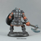 07101 Kadarg Scarneck Hobgoblin Warrior sculpted by Bobby Jackson from the Reaper Miniatures Bones USA Dungeon Dwellers range. A wonderful hobgoblin RPG miniature holding an axe and shield that would make a great guard for your gaming table. 