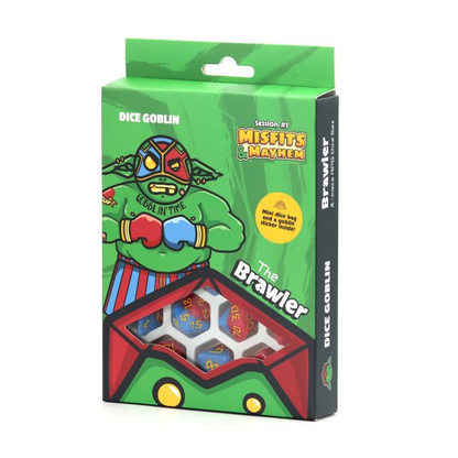 Dice Goblin The Brawler - RPG Dice Set with Mini Dice Bag & Sticker