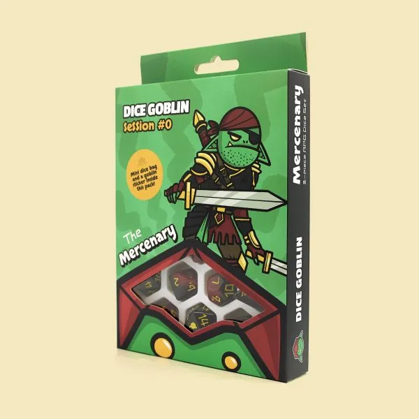 Dice Goblin The Mercenary - RPG Dice Set with Mini Dice Bag & Sticker