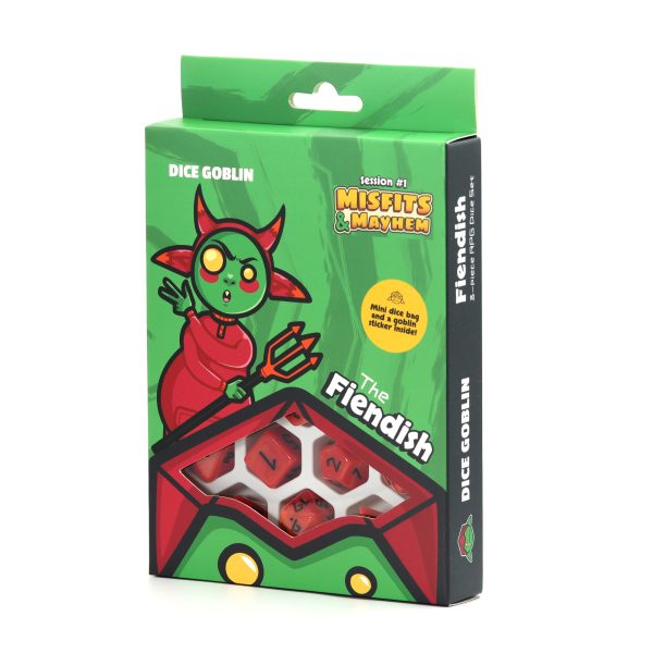 Dice Goblin The Fiendish - RPG Dice Set with Mini Dice Bag & Sticker