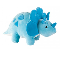 Oh So Soft Blue Triceratops Dinosaur. This adorable dinosaur plushie is blue in colour, super cute and being incredibly soft and snuggly lives up to the name Oh So Soft making a great gift.