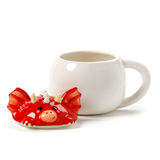 Red Dragon Peeping Lidded Mug, a super cute little red dragon face makes the lid for this round white mug