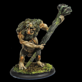 Wild Tjitnir of the Pines by Oakbound Studio. A lead pewter miniature of a large goblin holding a club made from a tree