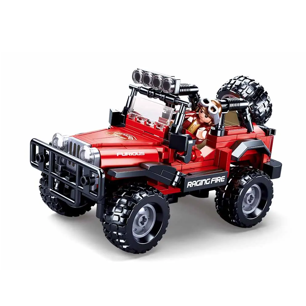 Sluban Red Raging Fire Jeep - Car Club Building Brick Kit