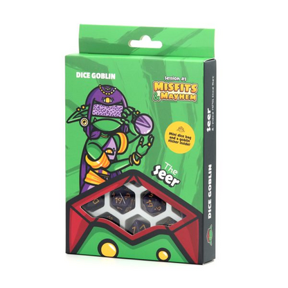 Dice Goblin The Seer - RPG Dice Set with Mini Dice Bag & Sticker