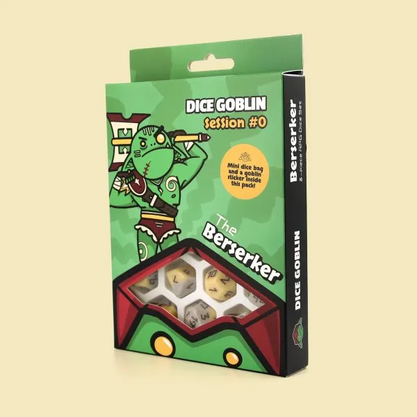 Dice Goblin The Berserker - RPG Dice Set with Mini Dice Bag & Sticker