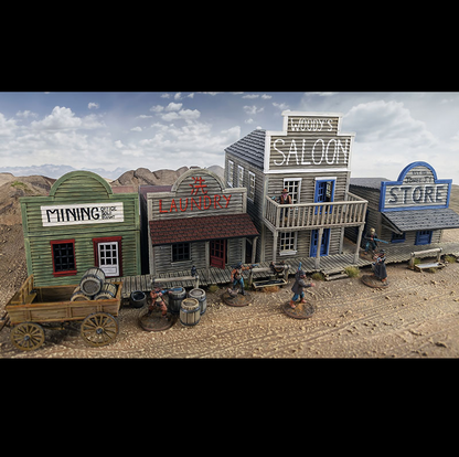 Dead Man’s Hand Two-Horse Town - Building Bundle 28mm Wild West Terrain Set