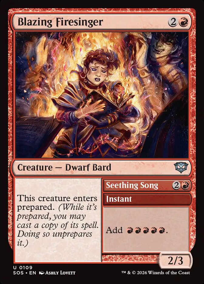 Blazing Firesinger // Seething Song Secrets of Strixhaven #109Card Front